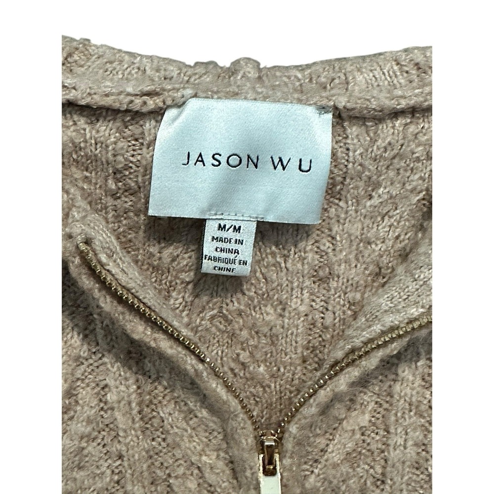 JASON WU Cable Knit‎ Full Zip Hooded Sweater Size Medium Women's Pockets #C9-1